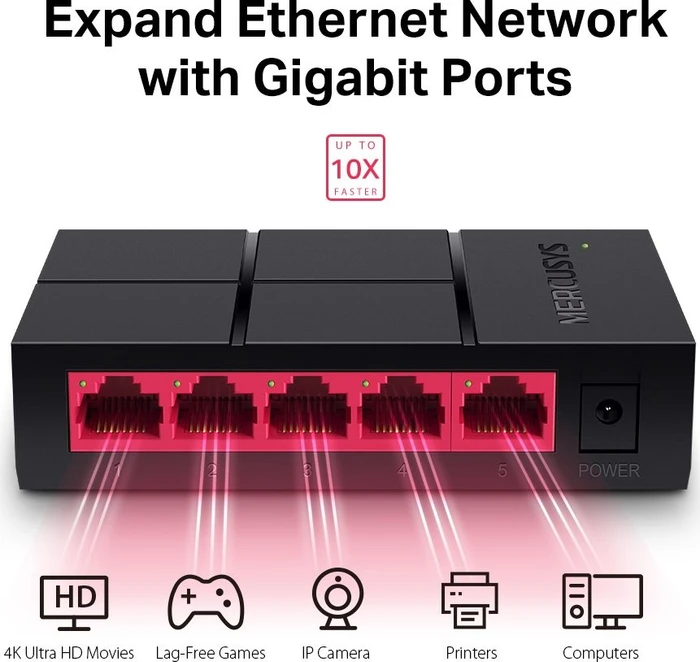 Mercusys Desktop Gigabit Switch, 5x RJ-45