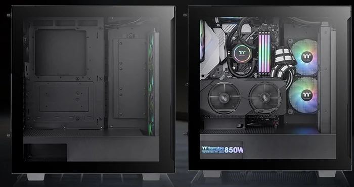 Thermaltake V350 TG ARGB Air, schwarz, Glasfenster