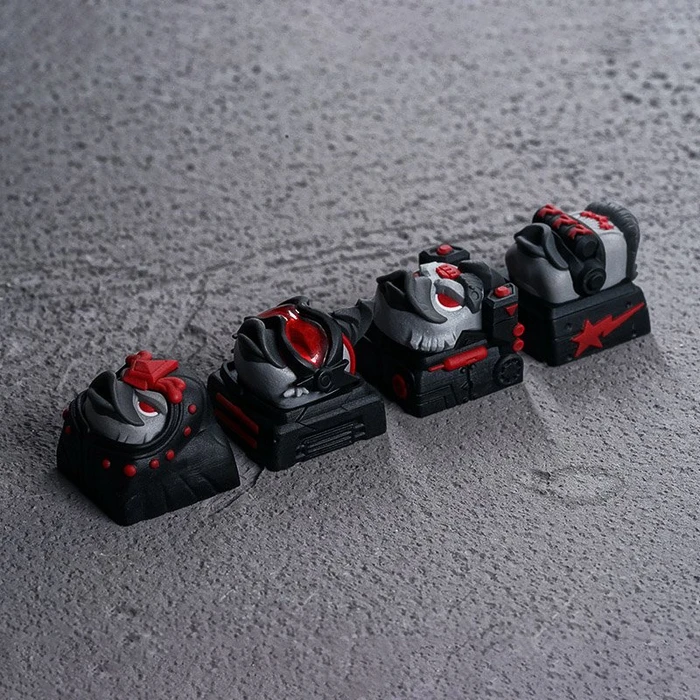 Ducky x Hot Keys Project Ducky League Keycap Dark Edition - Rocket, Kunstharz (Resin), rot/grau/schwarz, 1 Taste