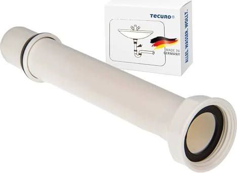 Tecuro Tauchrohr für Waschtischsiphons mit 1 1/4 Zoll Anschluss mit ÜWM inkl. Dichtung, 200mm Länge, Ø32mm, Kunststoff