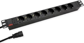 Roline / Secomp Roline 19" PDU Steckdosenleiste, 1HE, 8-fach, 250V, schwarz, 2m