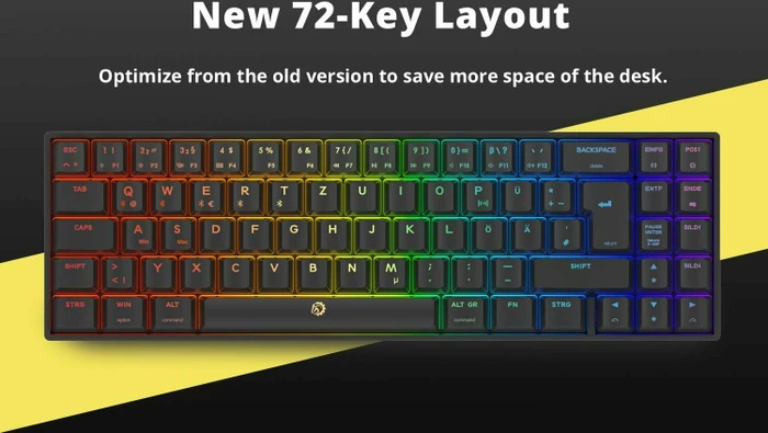 Drevo Calibur V2 Pro TKL PC/Mac, LEDs RGB, schwarz, Gaote Outemu BROWN, USB/Bluetooth, DE