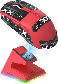 Attack Shark X6 Wireless Gaming Mouse rot, inkl. Grip Tape, USB/Bluetooth