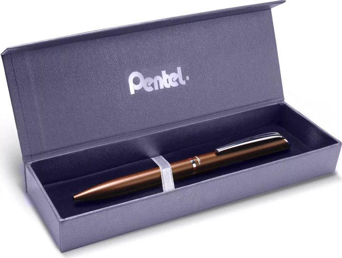 Pentel EnerGel HighClass BL2007 0.7mm/0.35mm Gelroller braun matt, Geschenkbox