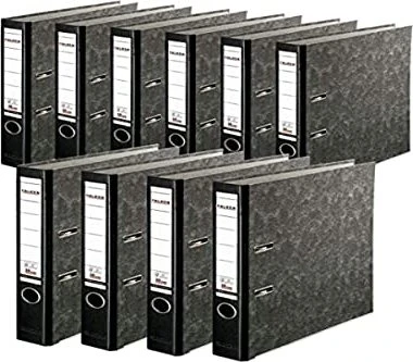 Falken Ordner 2-Ring Recycling Plus Wolkenmarmor, 50mm, A4, schwarz, 10er-Pack