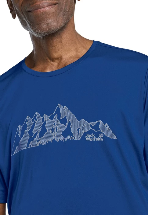 Jack Wolfskin Peak Graphic Funktionsshirt kurzarm new mountain blue orchid (Herren)