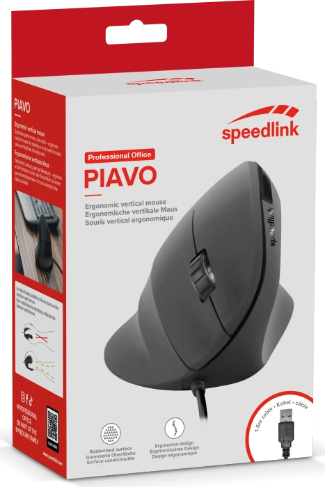 Speedlink Piavo Ergonomic Vertical Mouse schwarz, USB