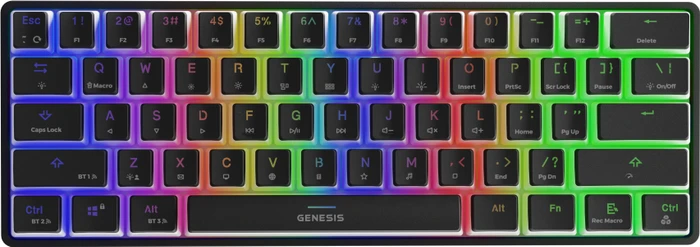 Genesis Thor 660 Wireless, PBT, schwarz, LEDs RGB, Gateron RED, USB/Bluetooth, US