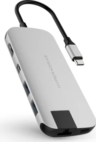 Hyper HyperDrive Slim 8in1, USB-C 3.0 Multiport-Adapter, silber