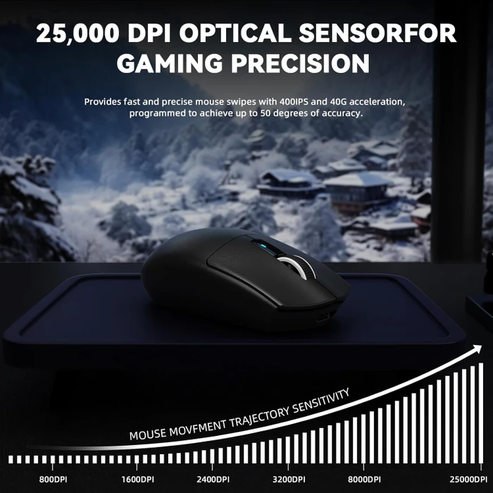 Attack Shark G3Pro Tri-mode Wireless Gaming Mouse mit Ladestation, Black, USB/Bluetooth