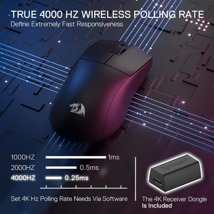 Redragon M916 K1NG Pro 4K Wireless Gaming Mouse schwarz, USB/Bluetooth
