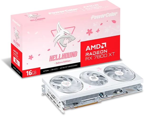 PowerColor Hellhound Sakura Radeon RX 7800 XT, 16GB GDDR6, HDMI, 3x DP