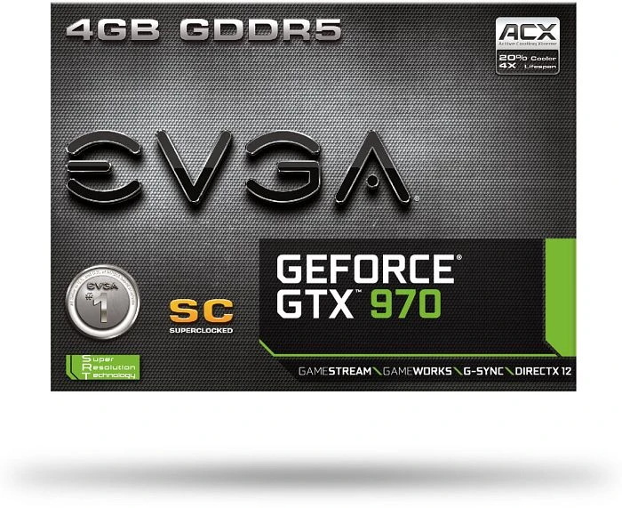 EVGA GeForce GTX 970 SuperClocked ACX, 4GB GDDR5, 2x DVI, HDMI, DP