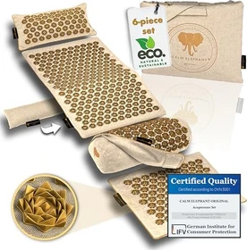 Calm Elephant Ultimate-Set Akupressurmatte 71 x 42cm Massagematte mit Wärmefunktion beige