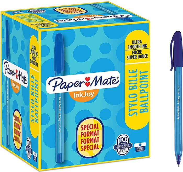Paper Mate InkJoy 100 ST M Kugelschreiber (Mine) blau/transparent, 100er-Pack