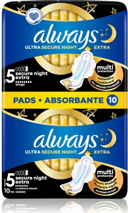 Always Secure Night Extra mit Flügeln Größe 5, 10 Stück