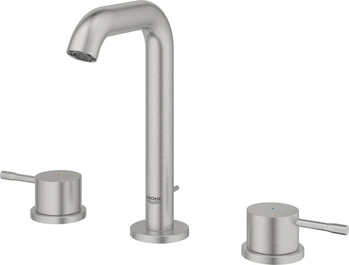 Grohe Essence 3-Loch Waschbeckenarmatur 1/2" M-Size mit Ablauffernbedienung supersteel