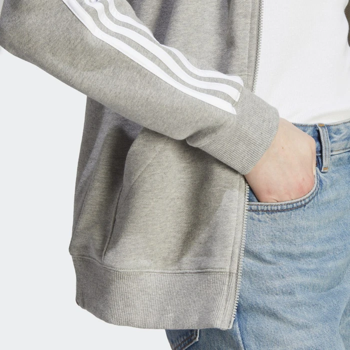 adidas Essentials 3-Streifen French Terry Regular Hoodie medium grey heather (Damen)