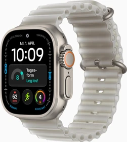 Apple Watch Ultra 4 natur mit Ocean Armband halbtransparentes grau
