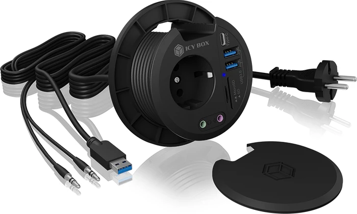 RaidSonic Icy Box IB-HUB1430-CR Tisch-Hub, Dual-Slot-Cardreader, 1x USB-C 3.0, 2x USB-A 3.0, USB-A 3.0 [Stecker]