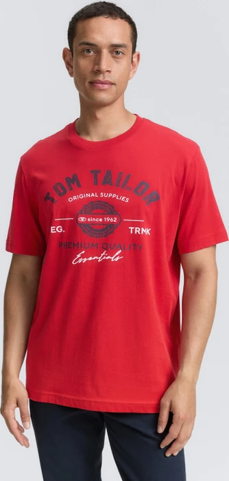 Tom Tailor Logo-Print T-Shirt kurzarm samba red (Herren)