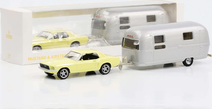 Norev Jet-Car Ford Mustang 1968 Meadowlark gelb & Airstream Caravan