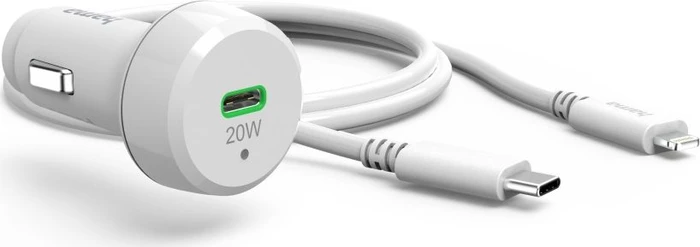 Hama Auto-Schnellladegerät mit Ladekabel Lightning PD 20W 1m weiß