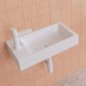 Kaldewei Puro 3162 Wandwaschtisch 55x30x10cm, mit Hahnloch links, alpinweiß