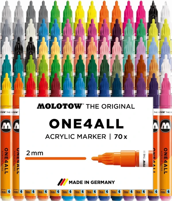 Molotow 127HS 1-2mm Acrylmarker Complete sortiert, 70er-Set, Display