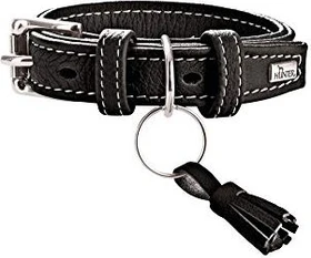 Hunter Cannes Hundehalsband, Leder, Nappaleder, weich, edel, elegant, 40 XS-S, schwarz