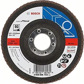 Bosch Professional X551 Expert for Metal Fächerschleifscheibe gewinkelt K60, 115x22.23mm, 1 Stück