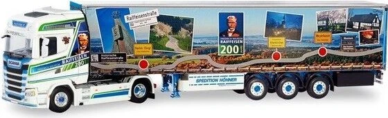 Herpa Scania CS 20 HD Gardinenplanen-Sattelzug Höhner Raiffeisenliner