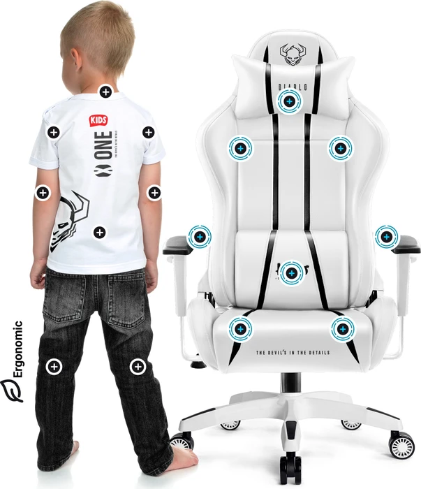 Diablo Chairs X-One 2.0 Kido Kinder-Gamingstuhl, weiß/schwarz