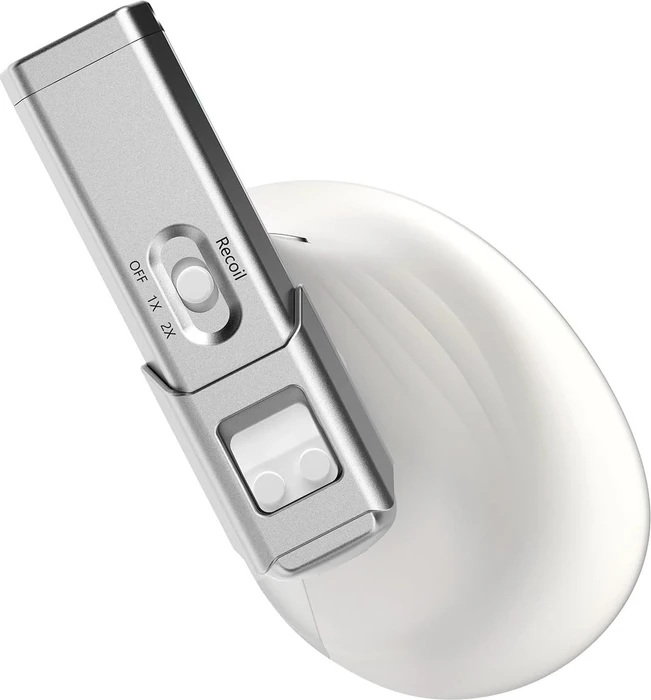 Ragnok ErgoStrike7 Wireless Gun Mouse mit Rückstoß-Funktion, vertikal, weiß/silber, USB/Bluetooth
