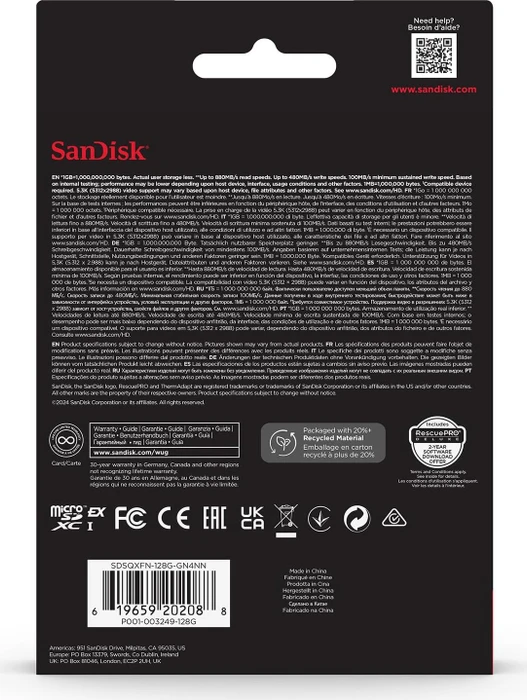 SanDisk microSD EXPRESS R880/W480 128GB, UHS-I U3, A1, Class 10, SD Express EX I