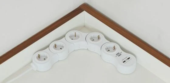 Brennenstuhl Vario Power bewegliche Steckdosenleiste mit USB-Ladefunktion, Schalter, 5-fach, 1.4m, weiß