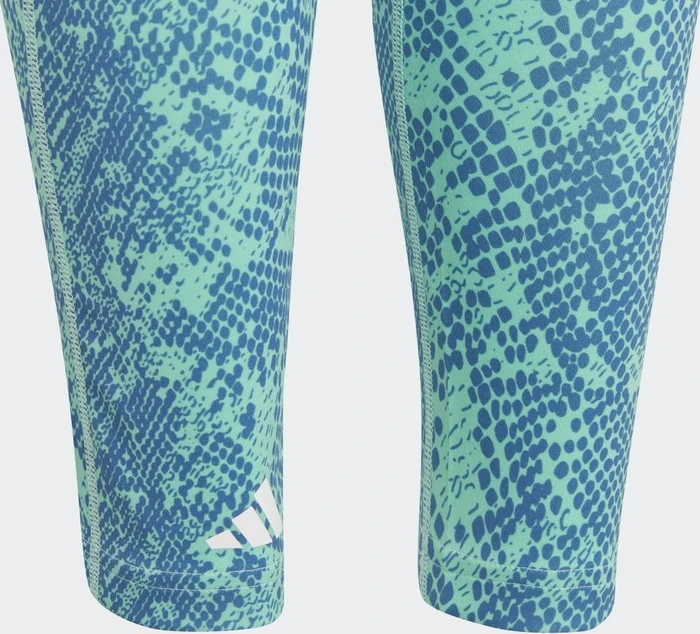 adidas Aeroready Animal-Print Optime High-Rise Pocket Hose 7/8 easy green/blue fusion/white (Junior)
