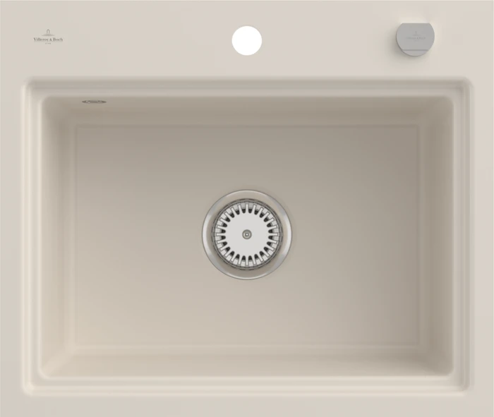 Villeroy & Boch Subway Style 60 S flat flächenbündig Becken mittig mit Ablauffernbedienung crema