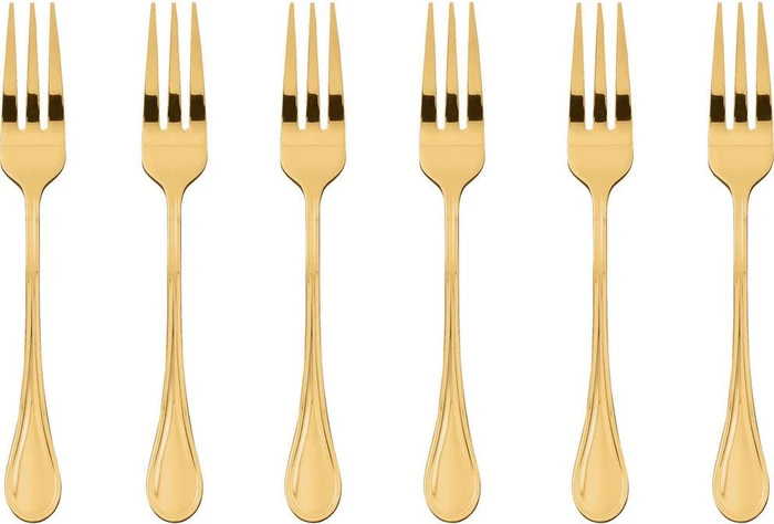 Sambonet Royal Edelstahl PVD Kuchengabel gold, 6 Stück