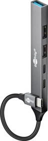 Wentronic goobay Slim 4-Port USB-Hub, 1x USB-A 3.0/2x USB-C 2.0/2x USB-A 2.0, USB-C 3.0 [Stecker] (74460)