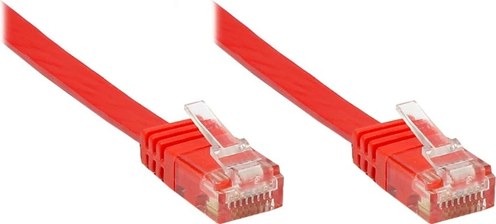 Good Connections Flach-Patchkabel, Cat6, U/UTP, RJ-45/RJ-45, 0.5m, rot