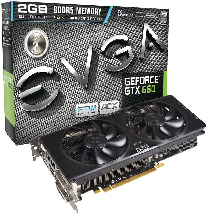 EVGA GeForce GTX 660 FTW ACX Cooler, 2GB GDDR5, 2x DVI, HDMI, DP
