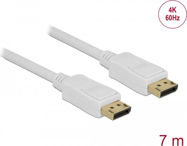 DeLOCK DisplayPort 1.2 Kabel 4K 60Hz weiß, 7m