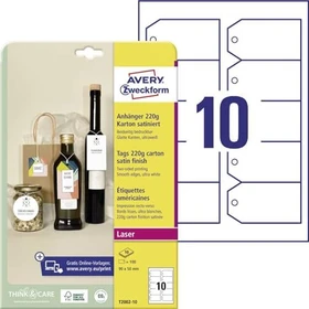 Avery-Zweckform Aushängeschilder trapezförmig und Öse mit Fäden ultraweiß, 90x50mm, 220g, 100 Stück