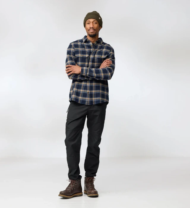 Fjällräven Övik Heavy Flannel Hemd langarm dark navy/buckwheat brown (Herren)
