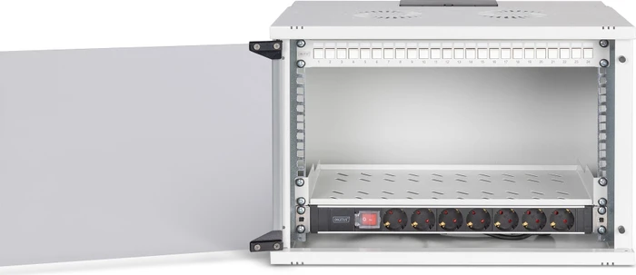 Digitus Professional SoHo Pro Line 19" Wandgehäuse SET 7HE, unmontiert, Sicherheitsglastür, IP20, RAL 7035, 400mm tief