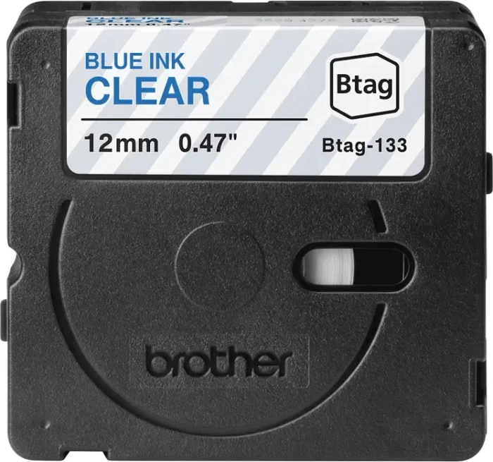 Brother Btag-133 Beschriftungsband, 12mm, blau/transparent