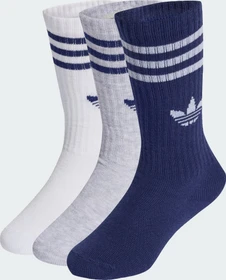 adidas 3-Streifen Crew Socken white/light grey heather/dark blue, 6 Paare (Junior)