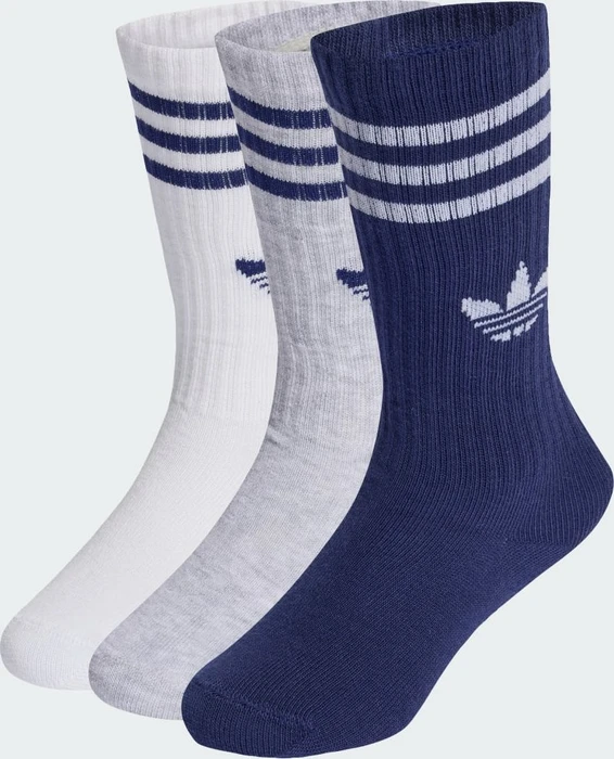 adidas 3-Streifen Crew Socken white/light grey heather/dark blue, 6 Paare (Junior)
