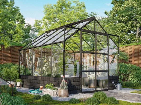 Vitavia Cassandra 8300 ESG 3mm Gewächshaus inkl. Sockel schwarz/basalt